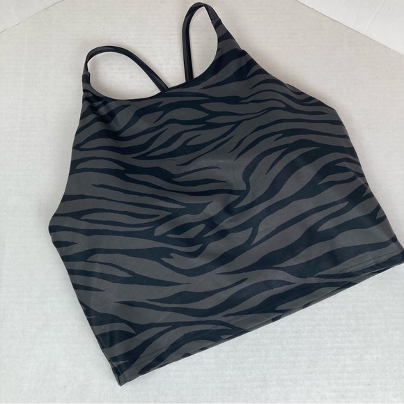 Old Navy Active Long Line Sports Bra Size L Black And Gray Zebra Stripe Print - Picture 1 of 10